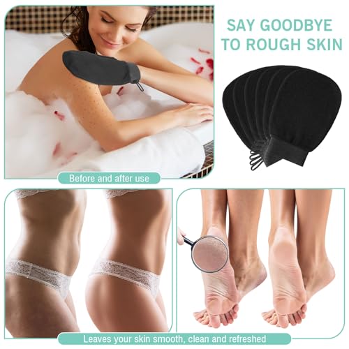Black Exfoliating Body Gloves 20 Pcs Viscose Fiber Body Scrub Mitts for Skin Care