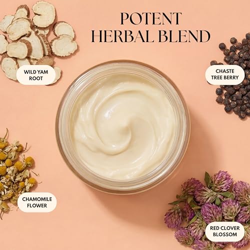 Wild Yam Cream - Menopause and PMS Support for Women, 4 oz (Unscented/Herb-Infused), Organic Wild Yam Cream for Balance - Made with Chaste Tree Berry and Red Clover
