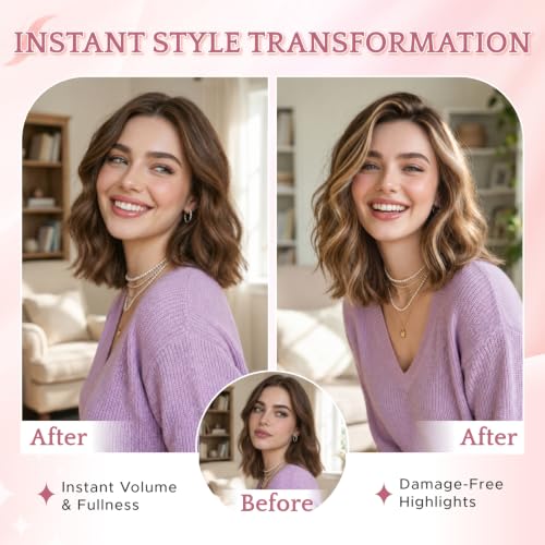 Human Hair Clip-In Extensions 14 Inch #6P613 | Seamless, Reusable & Easy to Style
