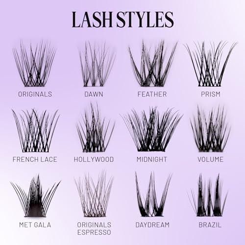 Lilac St - Originals Starter Kit - Includes Natural Faux Eyelash Clusters (10mm & 12mm), Clear Lash Glue, & Lash Applicator - Lightweight & Lifelike - Lasts 10 Days - Cruelty Free, Vegan - 20 Lashes