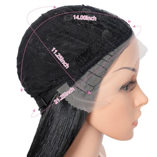 Long Straight Synthetic Wig for Women - 32 Inch Mid-Part Lace Front Black - Variation 1B