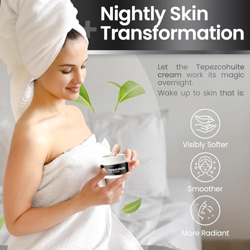 Tepezcohuite Night Face Cream - 2 oz Regenerative Skin Moisturizer - Enhanced Formula with Squalane & Hyaluronic Acid - Nighttime Rejuvenation
