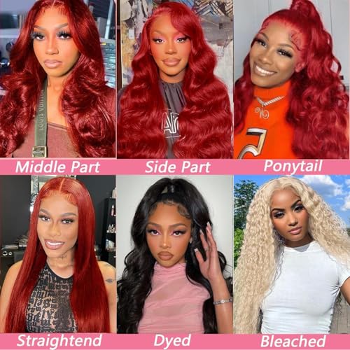 METDIO Reddish Brown 13x6 Lace Front Wigs Human Hair 26 Inch 180% Density