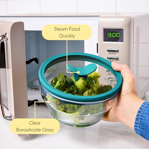 Anyday 4-Piece Medium Glass Food Storage Containers with Vented Lids - Clear Kale