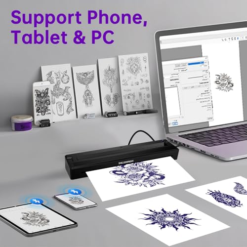 Portable Tattoo Stencil Printer Machine - Wireless Thermal Transfer for Artists & Enthusiasts