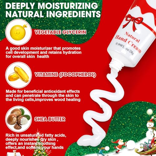 60 Pcs Christmas Gifts Hand Cream Bulk for Women Shea Christmas Hand Lotion for Dry Skin Travel Hand Cream Bulk for Men Women Christmas Gift Stocking Stuffers, 6 Different Fragrances