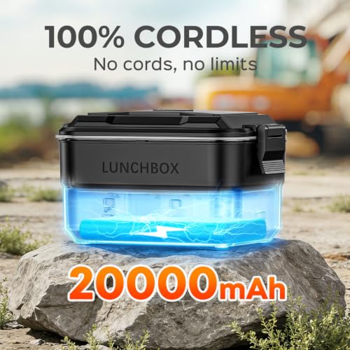 Chefeden Cordless Heated Lunch Box for Adults, 5.5-Cup, Black with Smart Timer
