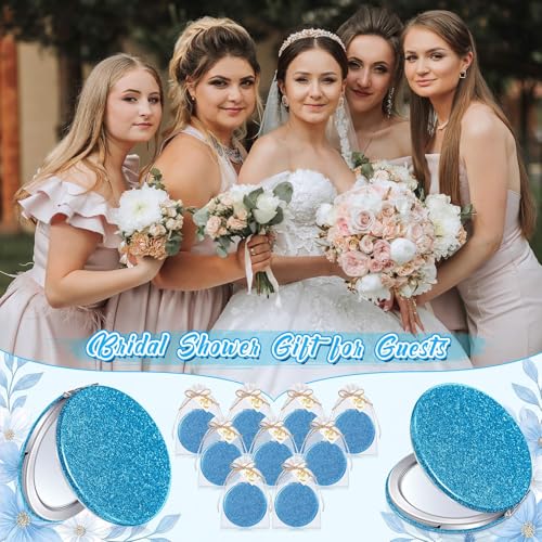30 Sets Compact Magnifying Mirrors Gift with Thank You Card & Rope Blue