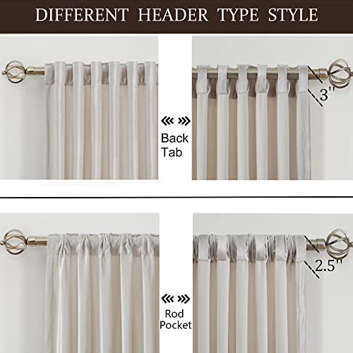 Cream Ivory Velvet Blackout Curtains Set of 2 - 52W x 108L Inches, Thermal Room Darkening Drapes with Rod Pocket & Back Tab for Living Room Bedroom