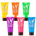 UV Face and Body Paint 10ml - 6 Pack - Neon Glow in the Dark Body Paint for Adults - Non Toxic, Vivid UV Reactive Makeup for Blacklight Parties & Events, Moisturizing Formula, by Splashes & Spills