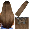 Clip in Hair Extensions Light Brown 12 Inch 75g 7PCS - Chestnut Brown Variation