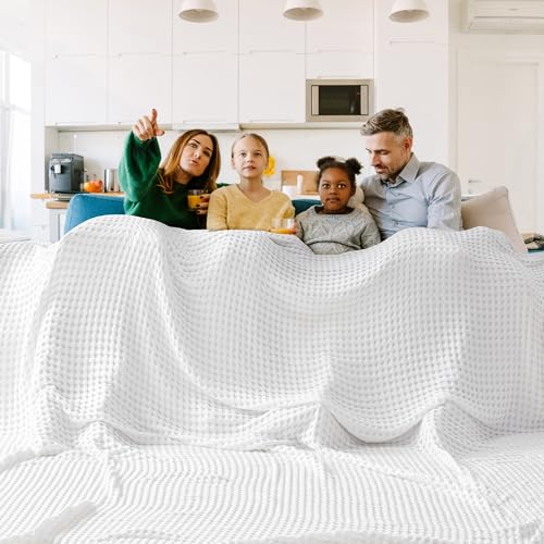 Oversized King Cooling Waffle Blanket for Hot Sleepers - White