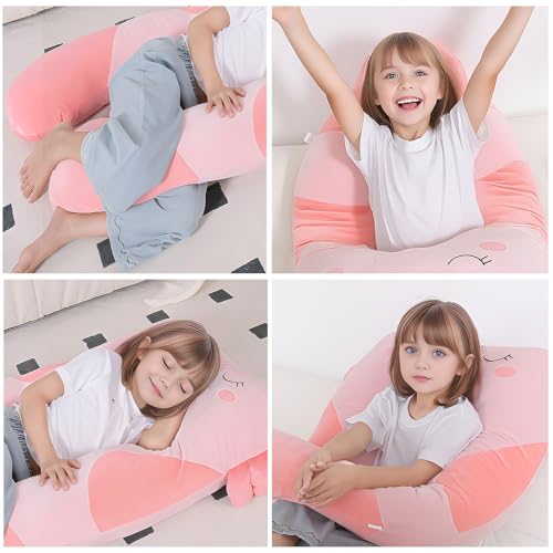 Pink Axolotl U-Shape Plush Body Pillow for Kids - Large Soft Stuffed Animal Gift