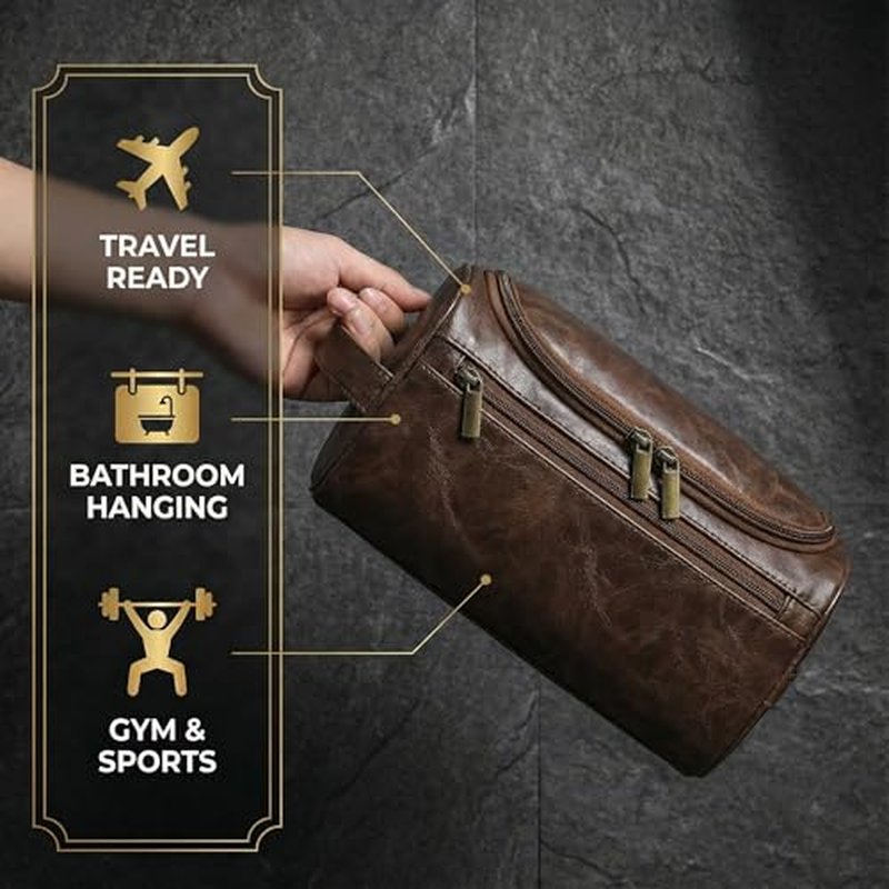 Men¡¯s Hanging Toiletry Bag, Large Capacity Travel Dopp Kit Organizer for Business Trip ? Waterproof Shaving Bag Multi-Compartment Storage for Grooming Essentials, Bathroom & Gym (Coffee)
