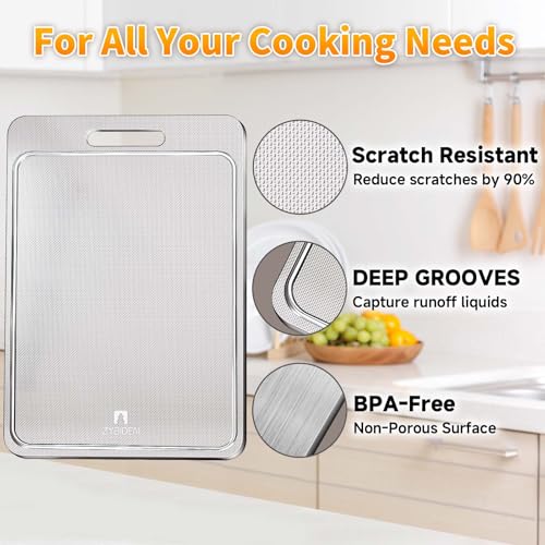 3-Piece Titanium Cutting Boards with Juice Grooves & Non-Slip Mat