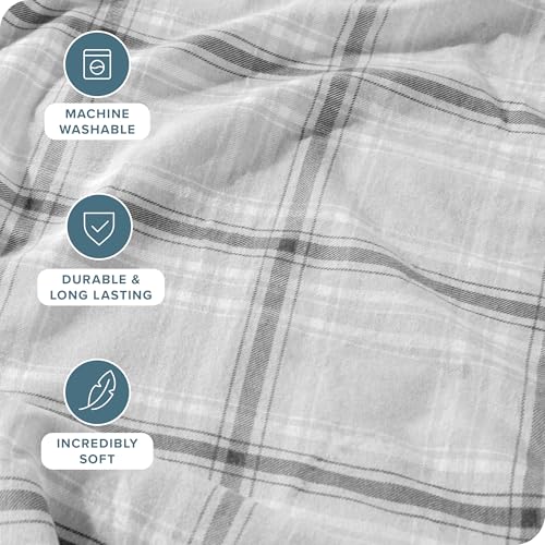 Bare Home Flannel Sheet Set - Split King Tartan Plaid Bedding