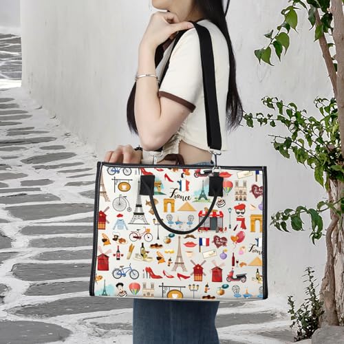 LEVLO France Travel Culture French Theme Pouch Bag Paris Landmarks Souvenir Gift (France LT)