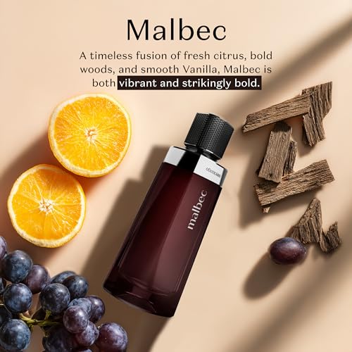 Malbec Classic Men's Cologne 3.4 oz - Original Wine-Inspired Scent, Long-Lasting EDT, Versatile for Everyday Wear