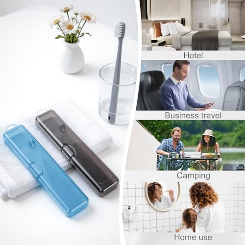 Travel Toothbrush Holder 20-Pack - Gray & Blue Portable Toothbrush Cases