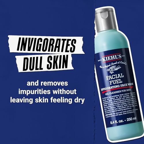 Men's Energizing Face Wash 8.4 Fl Oz - Refreshing Facial Cleansing Gel for Dull Skin