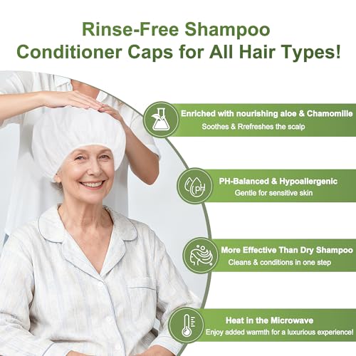 20 Pack No Rinse Shampoo Caps - White, 130ML Waterless Hair Cleaning