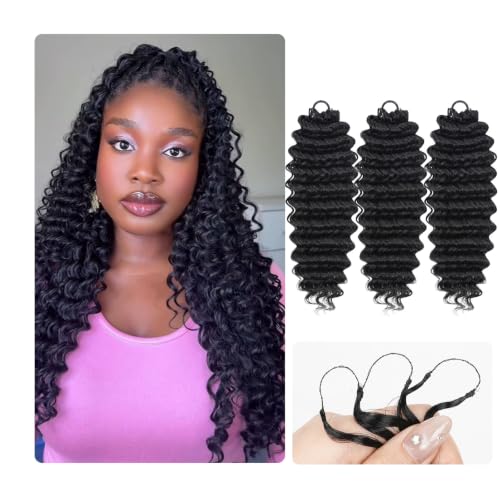 Deep Wave Crochet Hair for Black Women 14 Inch 150 Roots - Pre-Separated Feather Style