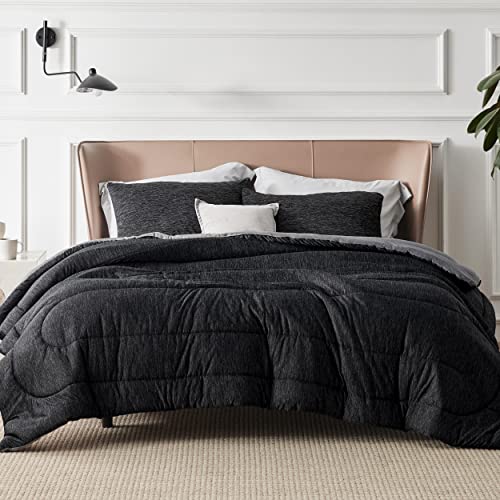Bedsure King Size Reversible Comforter Set - Charcoal Black All-Season Bedding