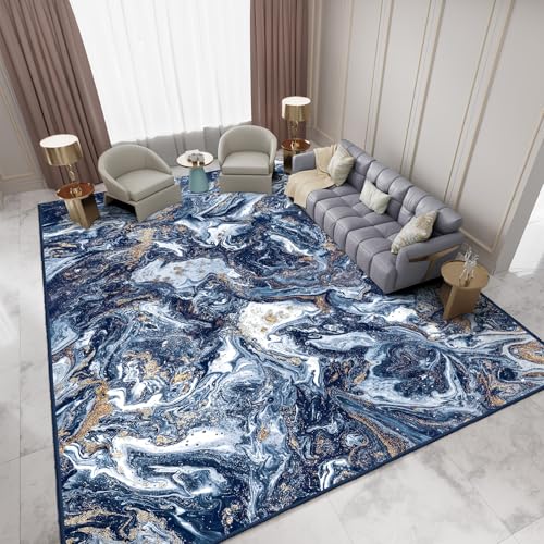 Starry Sky Washable Non-Slip Area Rug - Dark Blue and Gold, 6x9 ft