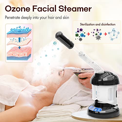 Kingsteam Black 2-in-1 Hair & Facial Steamer with Ozone, Portable & Safe