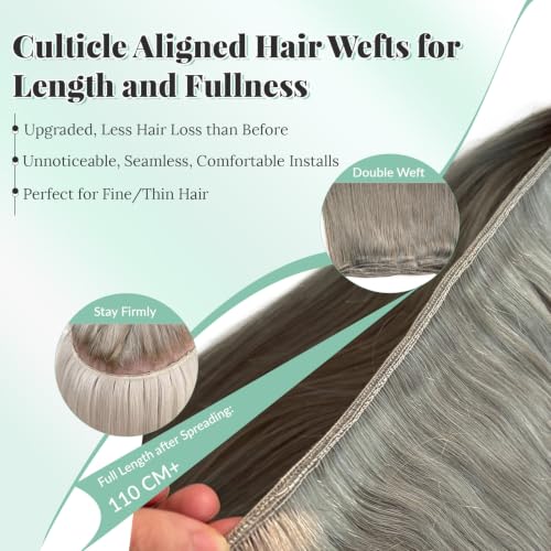 Grey Silver 12 Inch Sew In Human Hair Extensions Weft - Full & Thick