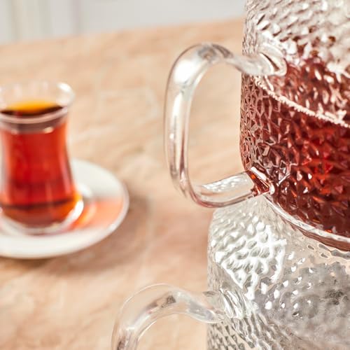 Large Borosilicate Glass Turkish Tea Set - Double Teapot for Induction Stovetop