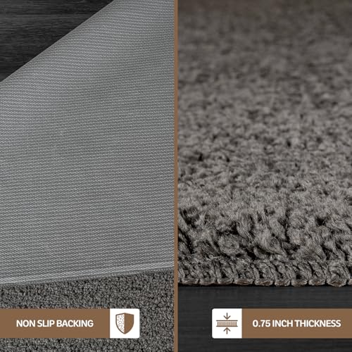 Lena Rug 2x3 Dark Gray Indoor Door Mat Ultra Plush Non Slip Washable Rug