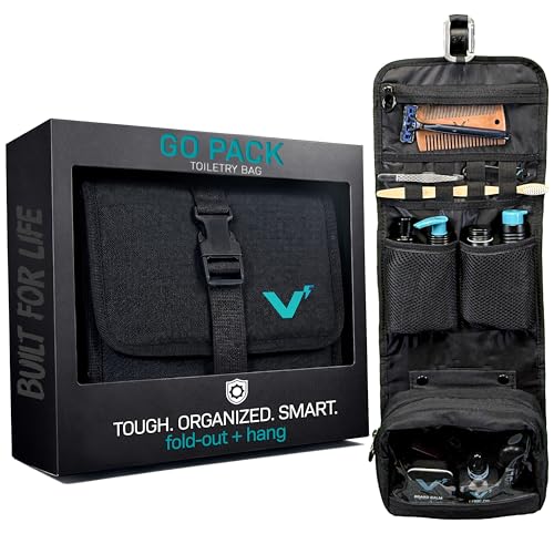 VOLT Grooming GoPack Black Travel Toiletry Bag with Hanging Organizer & Removable TSA Bag