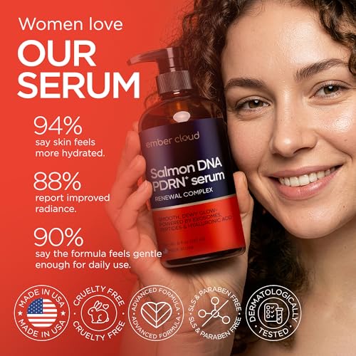 Salmon DNA PDRN Serum with Hyaluronic Acid & Peptides - 8 Oz, Hydrating & Brightening