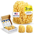 Baby Bath Sponge 4in Natural Yellow Sea Sponge 3 Pack - Soft, Hypoallergenic & Biodegradable for Tender Skin