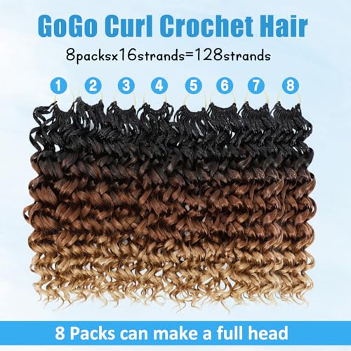 8 Packs Curly Crochet Hair GoGo Curl 18 Inch for Black Women - Variation 1B/30/27