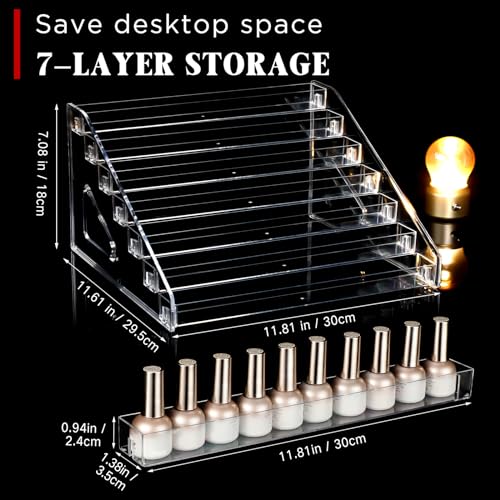 Jetec 2 Pcs 7 Tiers Style Acrylic Card Display Stand Sunglasses Organizer Nail Polish Holder Versatile Display for Trading Cards Greeting Card Stand Essential Oils Cosmetic Eyewear Rack