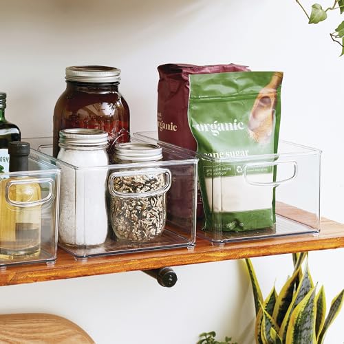 iDesign Stackable Storage Bin with Handles - Clear Set of 4