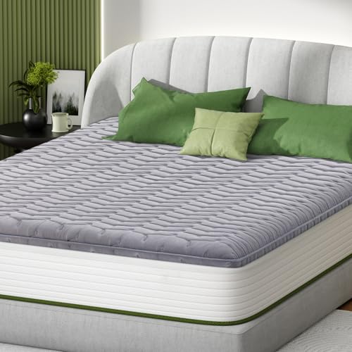 Queen Foam Mattress Topper - Thick Medium-Firm Support, Pressure Relief & Breathable Bed Pad