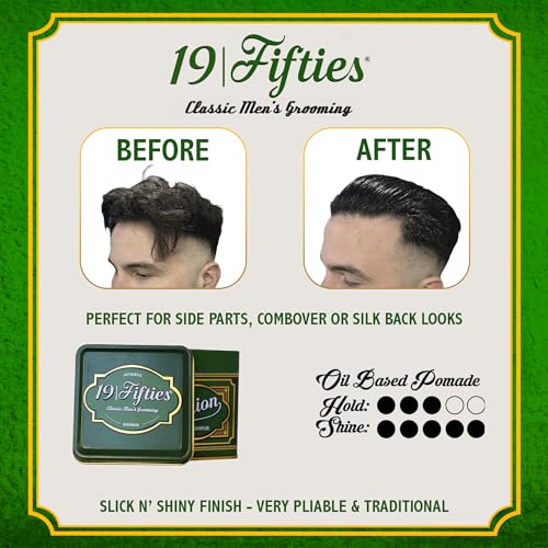 Oil Based Pomade for Men - 4oz Slick & Shiny Styling in Classic Tin