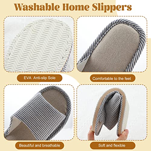 Mepase 8 Pairs Washable Open Toe House Slippers for Guests Women Men