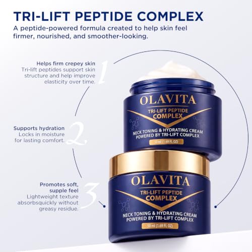 Letebee Light Olavita Tri-Lift Peptide Complex Face & Neck Cream Unscented - Hydrating Anti-Aging for Mature Skin 50ml