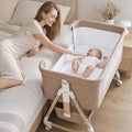 Baby Bassinet 3-in-1 Bedside Sleeper with Adjustable Height & Mesh, Khaki