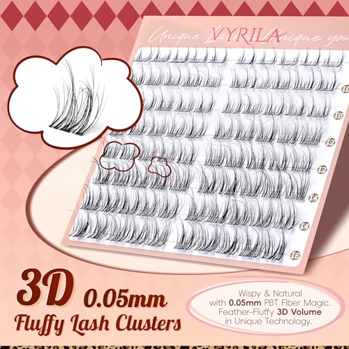 Lash Clusters 0.05mm PBT Fiber Eyelash Clusters, 0.1mm Superfine Invisiband D Curl Diy Lash Extension, 80pcs 8-16mm Individual Lashes Clusters Like Eyelash Extensions (Divine-D-8-16Mix)