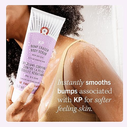First Aid Beauty - Exfoliating Smooth Skin Routine: KP Bump Eraser Body Scrub with 10% AHA (8 oz) & After-Shower Nourishing Body Oil, Keratosis Pilaris Treatment to Reduce Bumps & Lock in Moisture