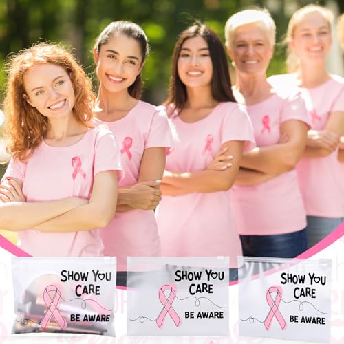 120 Pcs Breast Cancer Awareness Makeup Bags with Pink Ribbon Design - Pink Ribbon Accessories Gifts Variation of THIS listing