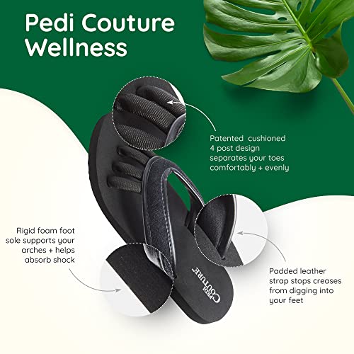 Pedi Couture Pedicure Sandals with Built In Toe Separators for Women - Comfortable Spa Style Flip Flops for Home, Salon, Yoga & Gym Use