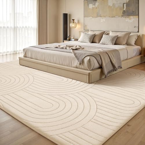 Milky White 6x9 Area Rug for Living Room & Bedroom - Soft Non-Slip Carpet