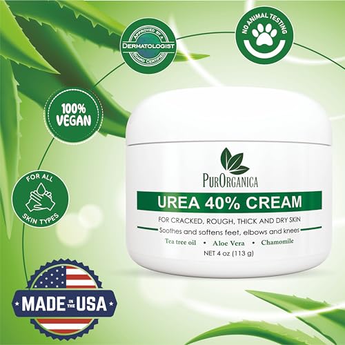 Urea 40% Foot Cream - Made in USA - Corn, Callus and Dead Skin Remover - Moisturizer & Rehydrater - For Thick, Cracked, Rough, Dead & Dry Skin - For Feet, Elbows and Hands - Pack of 2