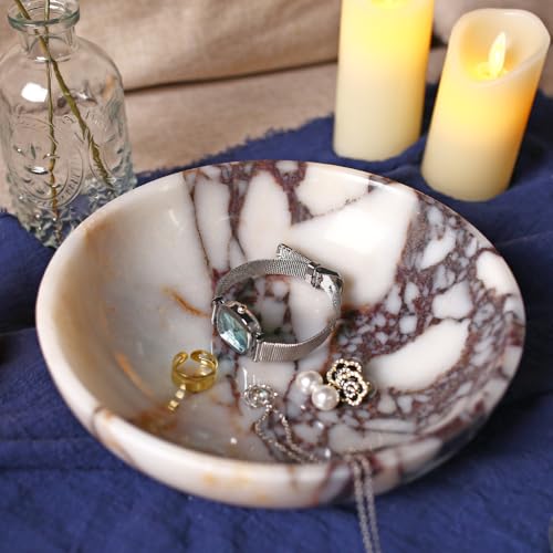 Round-Calacatta Viola Marble Decorative Bowl 7.8-inch Home Decor Gift